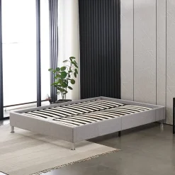 Teeno Cadre de lit 160x200cm, Plateforme capitonné 31 cm Sommier,8 Pieds