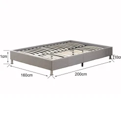 Teeno Cadre de lit 160x200cm, Plateforme capitonné 31 cm Sommier,8 Pieds