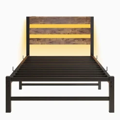 Blackcolors Cadre lit LED 90x200 cm, recharge USB, rangement sous matelas, structure métal