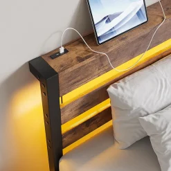 Blackcolors Cadre lit LED 90x200 cm, recharge USB, rangement sous matelas, structure métal