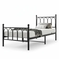 Blackcolors Cadre métal vintage 90x200 cm, rangement sous lit, lattes acier - noir Best