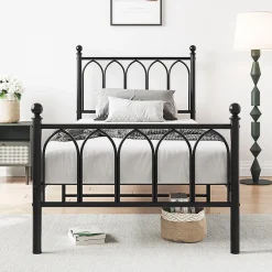 Blackcolors Cadre métal vintage 90x200 cm, rangement sous lit, lattes acier - noir Best