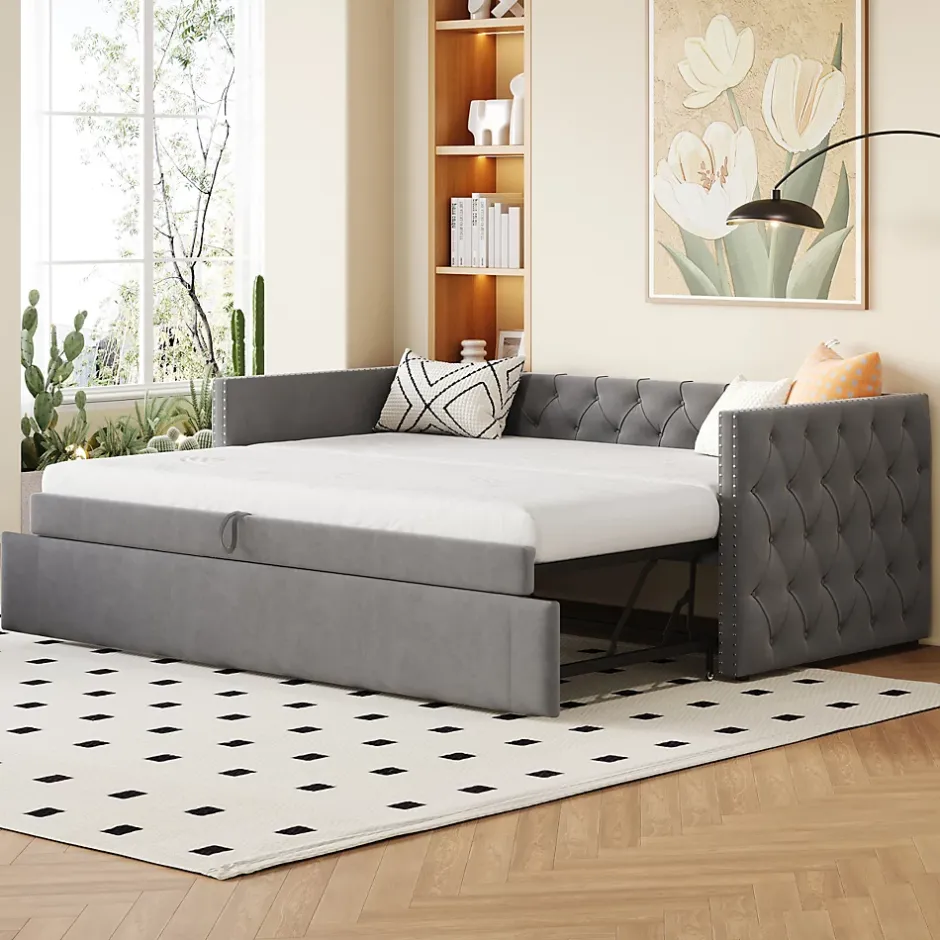 Redom Canapé 3 places convertible 140x190 cm, couchage d'appoint en tissu, design contemporain et fonctionnel Discount
