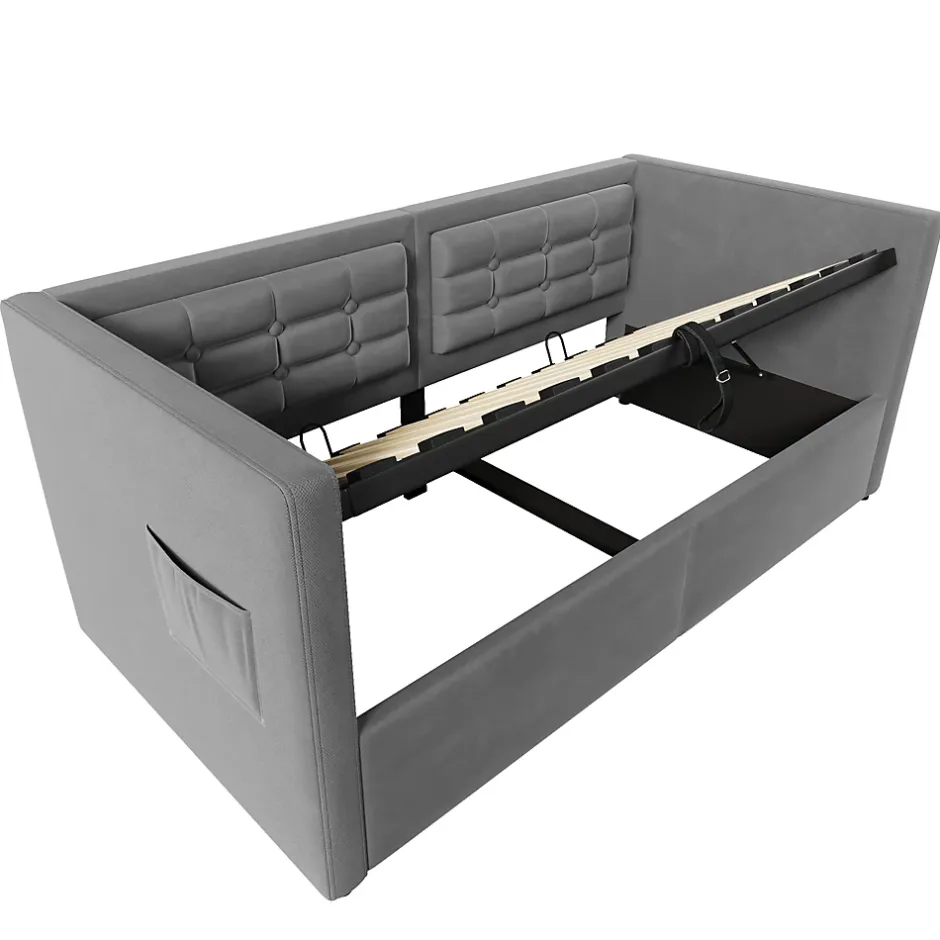 Redom Canapé 3 places convertible en tissu avec mécanisme clic-clac, accoudoirs et style contemporain pour salon Best