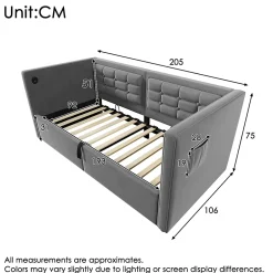 Redom Canapé 3 places convertible en tissu avec mécanisme clic-clac, accoudoirs et style contemporain pour salon Best