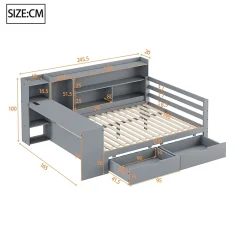 Redom Canapé 3 places convertible 200x90x85 cm avec coffre de rangement en tissu, dossier réglable et design contemporain Outlet