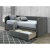 Meublorama Canapé lit ZITO 90x200 cm coloris gris avec deux tiroirs et sommier inclus