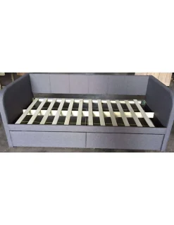 Meublorama Canapé lit ZITO 90x200 cm coloris gris avec deux tiroirs et sommier inclus