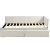 Redom Canapé 90x200 cm avec 2 grands tiroirs revetement velours beige design mid century et structure MDF Online