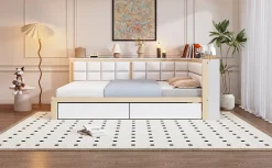 Redom Canape lit bois 140 par 200 cm lit multifonction dossier doux tiroir rangement lit simple junior pin massif couleur bois Online