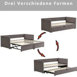 ProximaX Canapé-lit convertible 90/180x200 cm en velours gris, design moderne, sommier à lattes inclus
