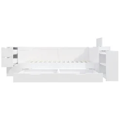 ModernLuxe Canapé-lit enfant 90x190 cm - Avec tiroirs, étagères et espace de rangement - MDF - Blanc (sans matelas)