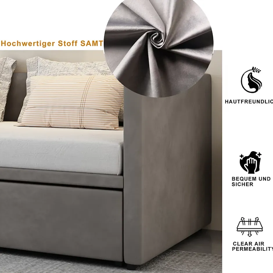 Simple Life Canapé-lit Extensible 90/180 X 200 Cm Avec Sommier à Lattes,canapé Lit 2 Places,velours, Gris Sale