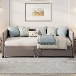Fortuna lai Canapé-lit extensible 90/180 x 200 cm avec sommier à lattes,canapé lit 2 places,velours, gris Hot