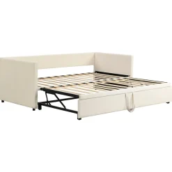 Simple Life Canapé-lit Extensible 90/180 X 200 Cm Avec Sommier à Lattes,canapé Lit 2 Places,velours, Beige