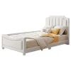 Redom Canapé-lit rembourré 90 sur 200 cm lit modulable flanelle avec dossier et accoudoirs pour adultes ou invités beige