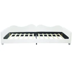 Redom Canapé-lit rembourré 90 sur 200 cm lit multifonction avec dossier et accoudoirs tissu Teddy blanc pour adultes ou invités