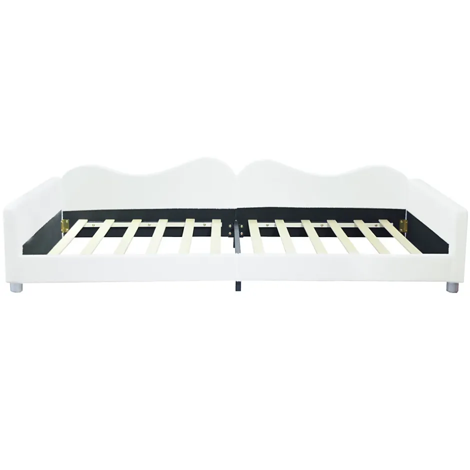 Redom Canapé-lit rembourré 90 sur 200 cm lit multifonction avec dossier et accoudoirs tissu Teddy blanc pour adultes ou invités