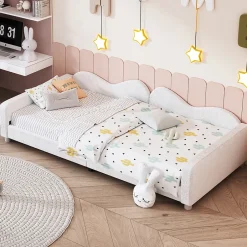Redom Canapé-lit rembourré 90 sur 200 cm lit multifonction avec dossier et accoudoirs tissu Teddy blanc pour adultes ou invités