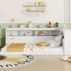 Redom Canapé-lit 90x200 cm avec prises et 2 USB, rangements latéraux, structure panneaux de particules et MDF, blanc