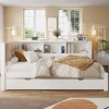 Redom Canapé-lit 140x190 cm convertible clic-clac en tissu gris avec coffre de rangement et dossier réglable Discount