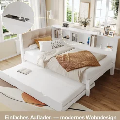 Redom Canapé-lit 140x190 cm convertible clic-clac en tissu gris avec coffre de rangement et dossier réglable Discount