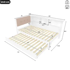 Redom Canapé-lit 140x190 cm convertible clic-clac en tissu gris avec coffre de rangement et dossier réglable Discount