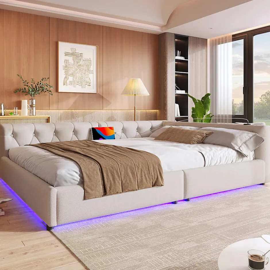 Redom Canapé-lit 140x190 cm convertible clic-clac avec coffre de rangement en tissu gris, design contemporain