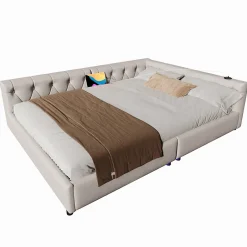Redom Canapé-lit 140x190 cm convertible clic-clac avec coffre de rangement en tissu gris, design contemporain