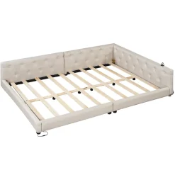 Redom Canapé-lit 140x190 cm convertible clic-clac avec coffre de rangement en tissu gris, design contemporain