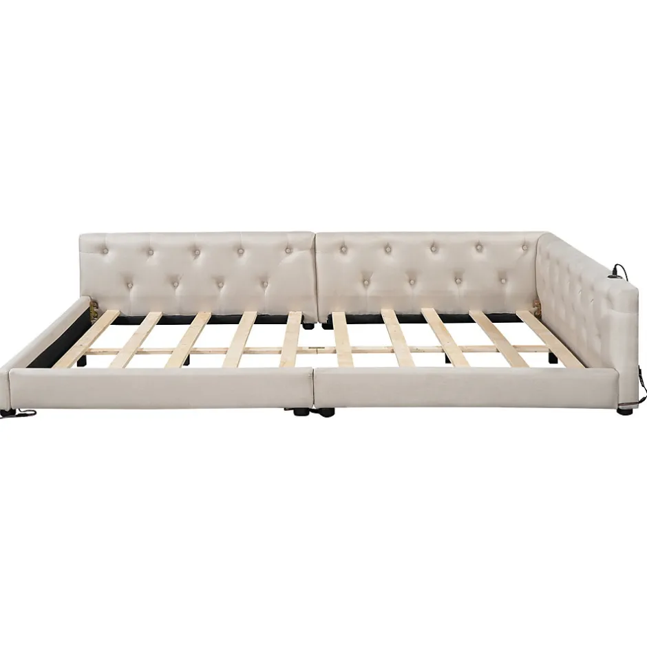 Redom Canapé-lit 140x190 cm convertible clic-clac avec coffre de rangement en tissu gris, design contemporain
