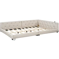 Redom Canapé-lit 140x190 cm convertible clic-clac avec coffre de rangement en tissu gris, design contemporain