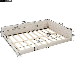 Redom Canapé-lit 140x190 cm convertible clic-clac avec coffre de rangement en tissu gris, design contemporain