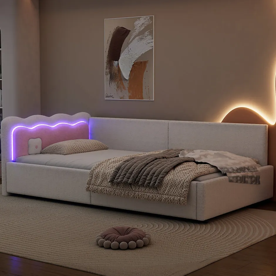 Redom Canapé-lit 140x190 cm convertible en tissu avec coffre de rangement, style contemporain, accoudoirs rembourrés