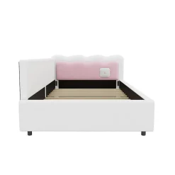 Redom Canapé-lit 140x190 cm convertible en tissu avec coffre de rangement, style contemporain, accoudoirs rembourrés