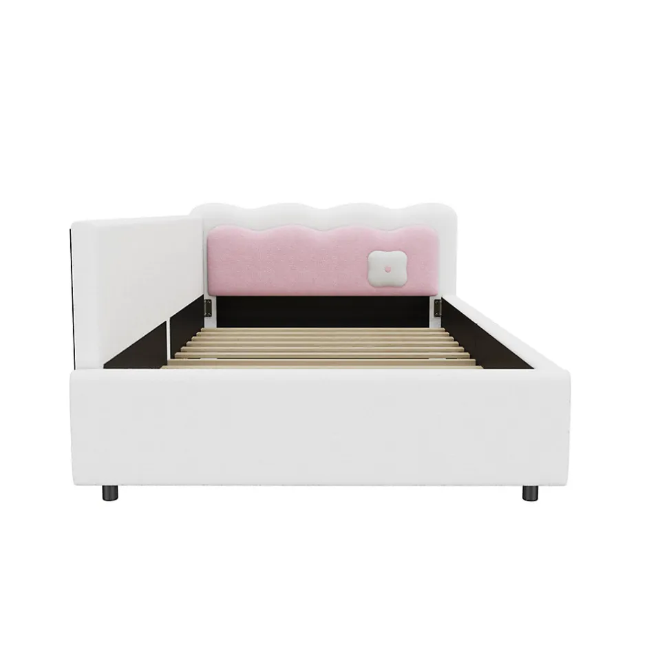Redom Canapé-lit 140x190 cm convertible en tissu avec coffre de rangement, style contemporain, accoudoirs rembourrés