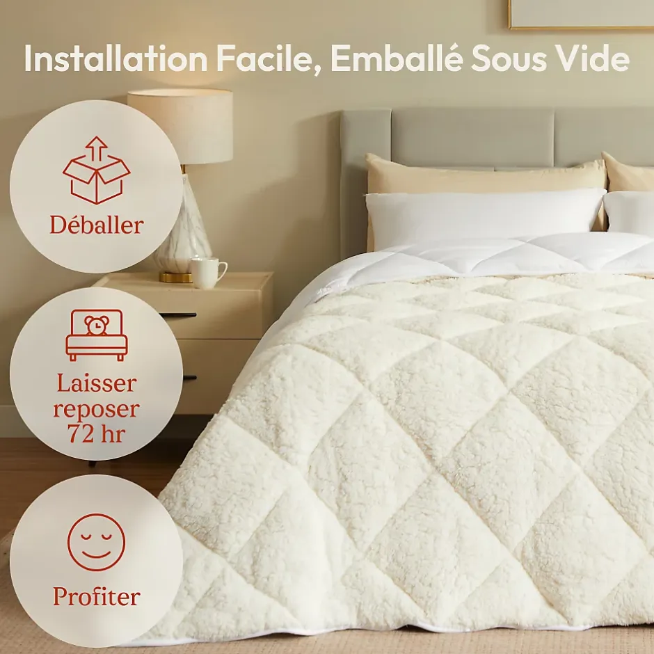 Casabel Couette Sherpa 220x240 cm 450 gsm Reversible Face Sherpa ou Microfibre Respirante Thermoregulative Lavable Discount