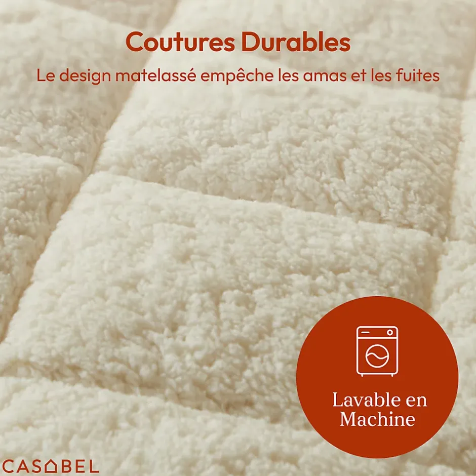Casabel Couette Sherpa 220x240 cm 450 gsm Reversible Face Sherpa ou Microfibre Respirante Thermoregulative Lavable Discount