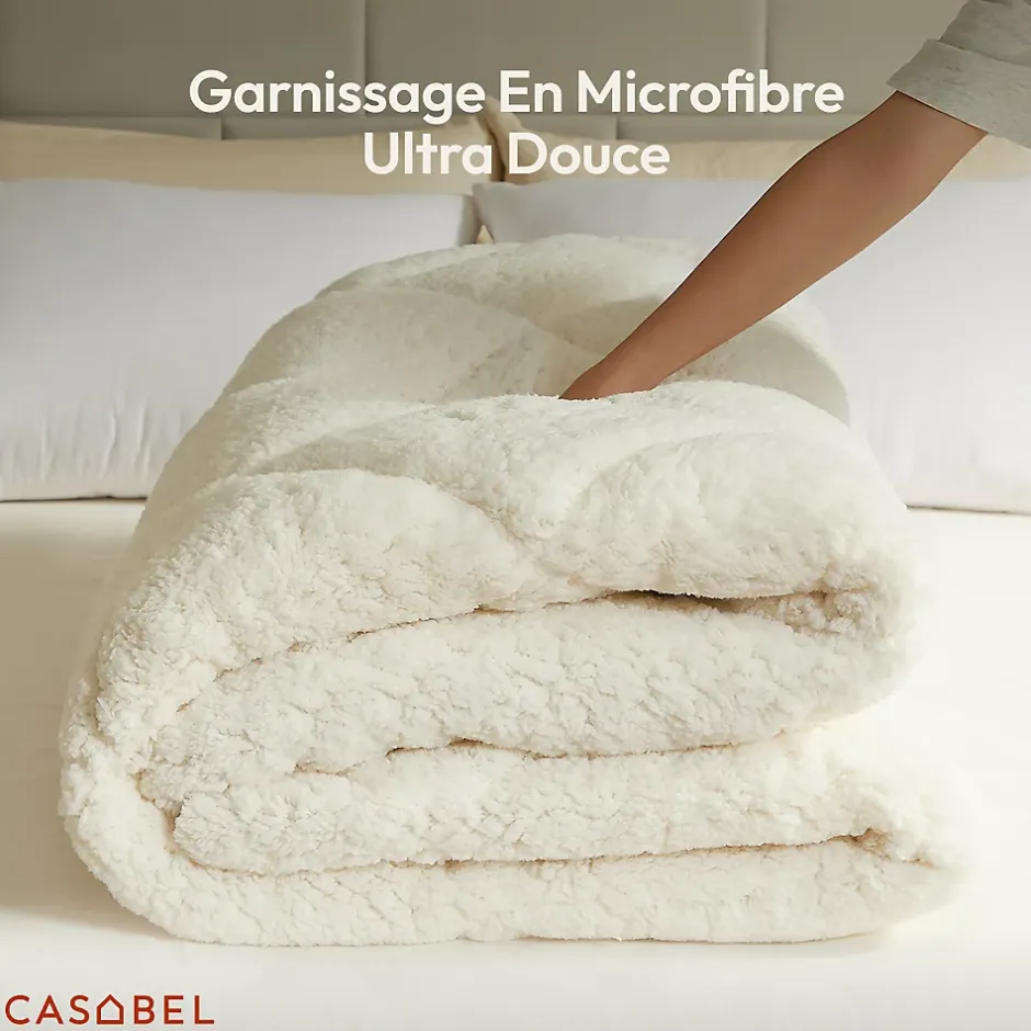 Casabel Couette Sherpa 220x240 cm 450 gsm Reversible Face Sherpa ou Microfibre Respirante Thermoregulative Lavable Discount
