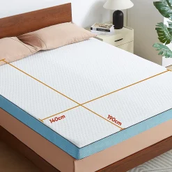 Casabel Surmatelas 140 x 190 cm Mémoire de Forme - 7 cm d'épaisseur - Confort Moelleux ou Tonique, Double Face avec Housse Respira