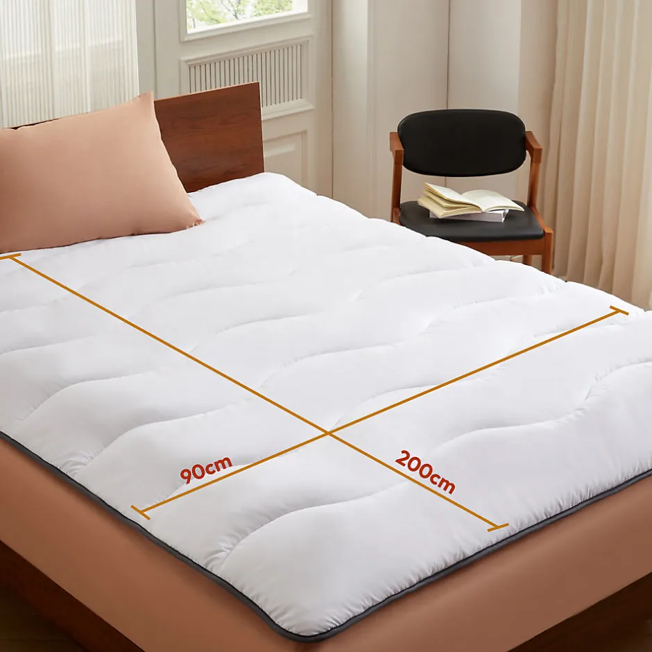 Casabel Surmatelas 90x200 cm en Microfibre Rerspirante, Ultra Moelleux, Anti-Acariens, Liseré Gris, Idéal Matelas 2 places
