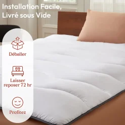 Casabel Surmatelas 80x200 cm en Microfibre Rerspirante, Ultra Moelleux, Anti-Acariens, Liseré Gris, Idéal Matelas 2 places Clearance