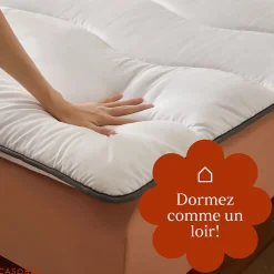 Casabel Surmatelas 150x200 cm en Microfibre Rerspirante, Ultra Moelleux, Anti-Acariens, Liseré Gris, Idéal Matelas 2 places New