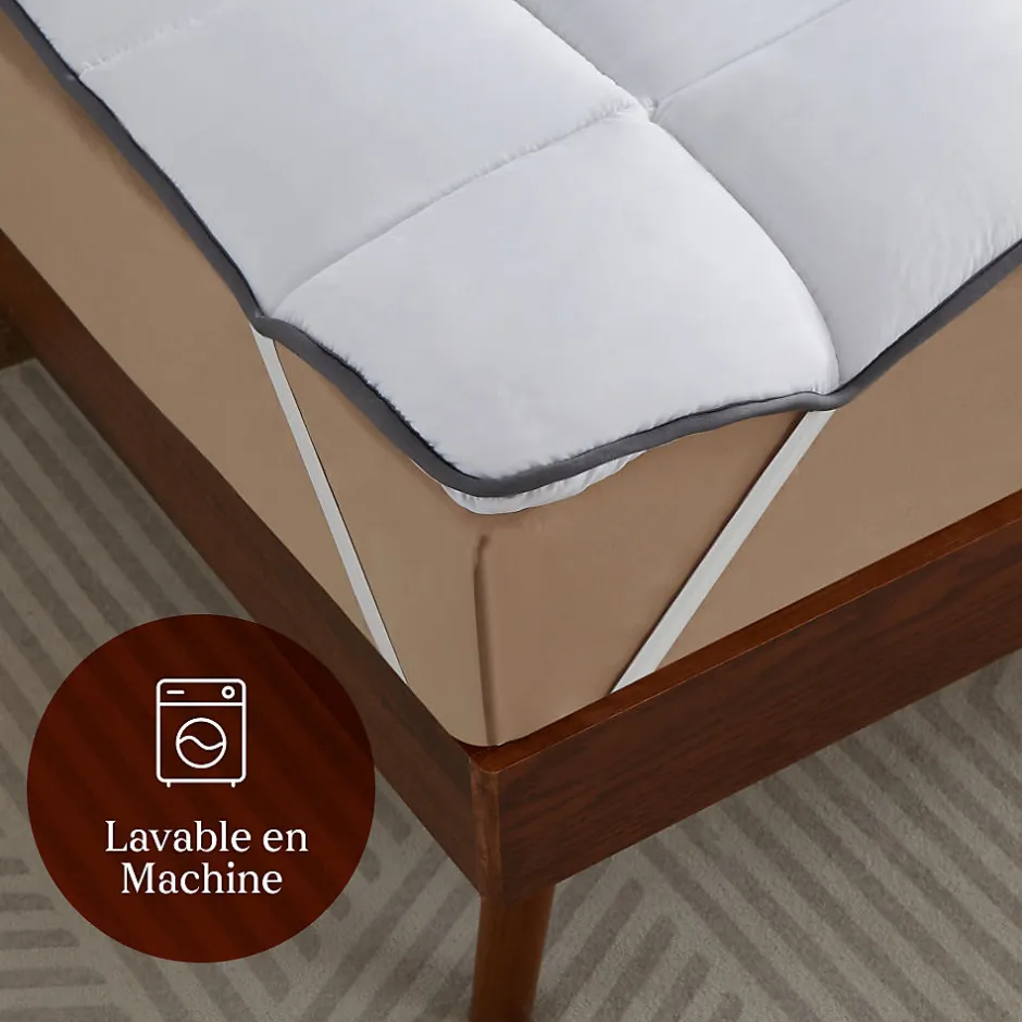 Casabel Surmatelas 150x200 cm 600gsm Extra Moelleux Microfibre Respirante Matelassage Confort 4 Elastiques d Angle