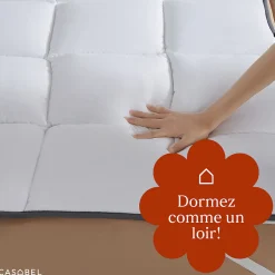 Casabel Surmatelas 150x200 cm 600gsm Extra Moelleux Microfibre Respirante Matelassage Confort 4 Elastiques d Angle