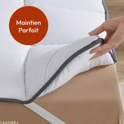 Casabel Surmatelas 140x190 cm 600gsm Extra Moelleux Microfibre Respirante Matelassage Confort 4 Elastiques d Angle