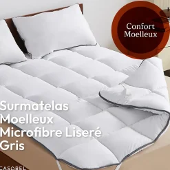 Casabel Surmatelas 120x195 cm 600gsm Extra Moelleux Microfibre Respirante Matelassage Confort 4 Elastiques d Angle New