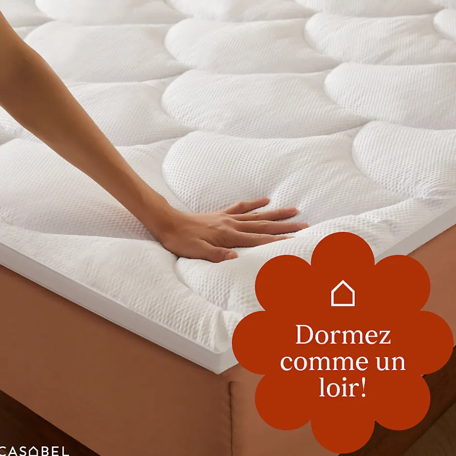 Casabel Surmatelas 140x190 cm Microfibre Rafraichissante 600 GSM 4 cm Epaisseur Fixation Elastique 1 Personne
