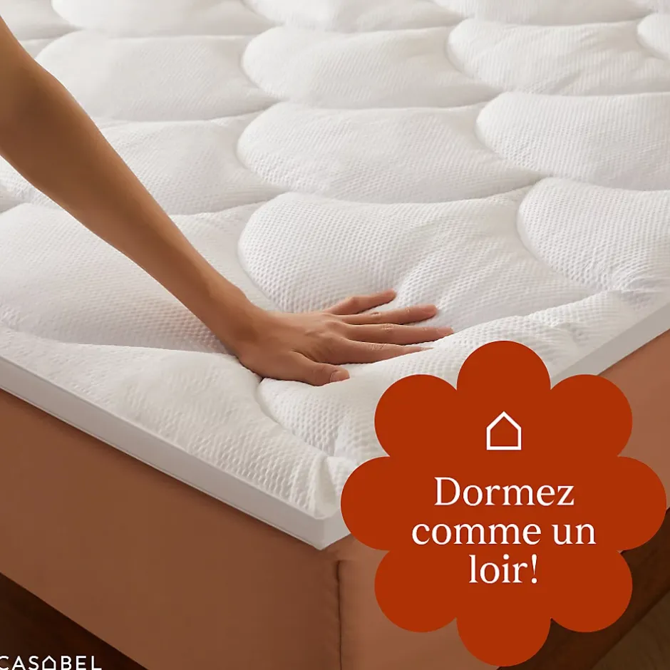 Casabel Surmatelas 180x200 cm Microfibre Rafraichissante 600 GSM 4 cm Epaisseur Fixation Elastique 1-2 Personne Clearance