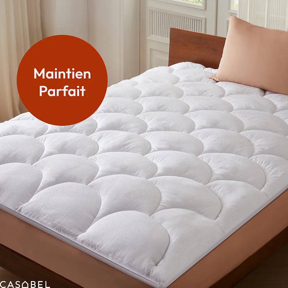 Casabel Surmatelas 180x200 cm Microfibre Rafraichissante 600 GSM 4 cm Epaisseur Fixation Elastique 1-2 Personne Clearance